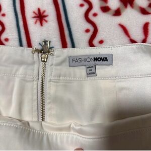 Fashion Nova White Skirt with Gold Zipper